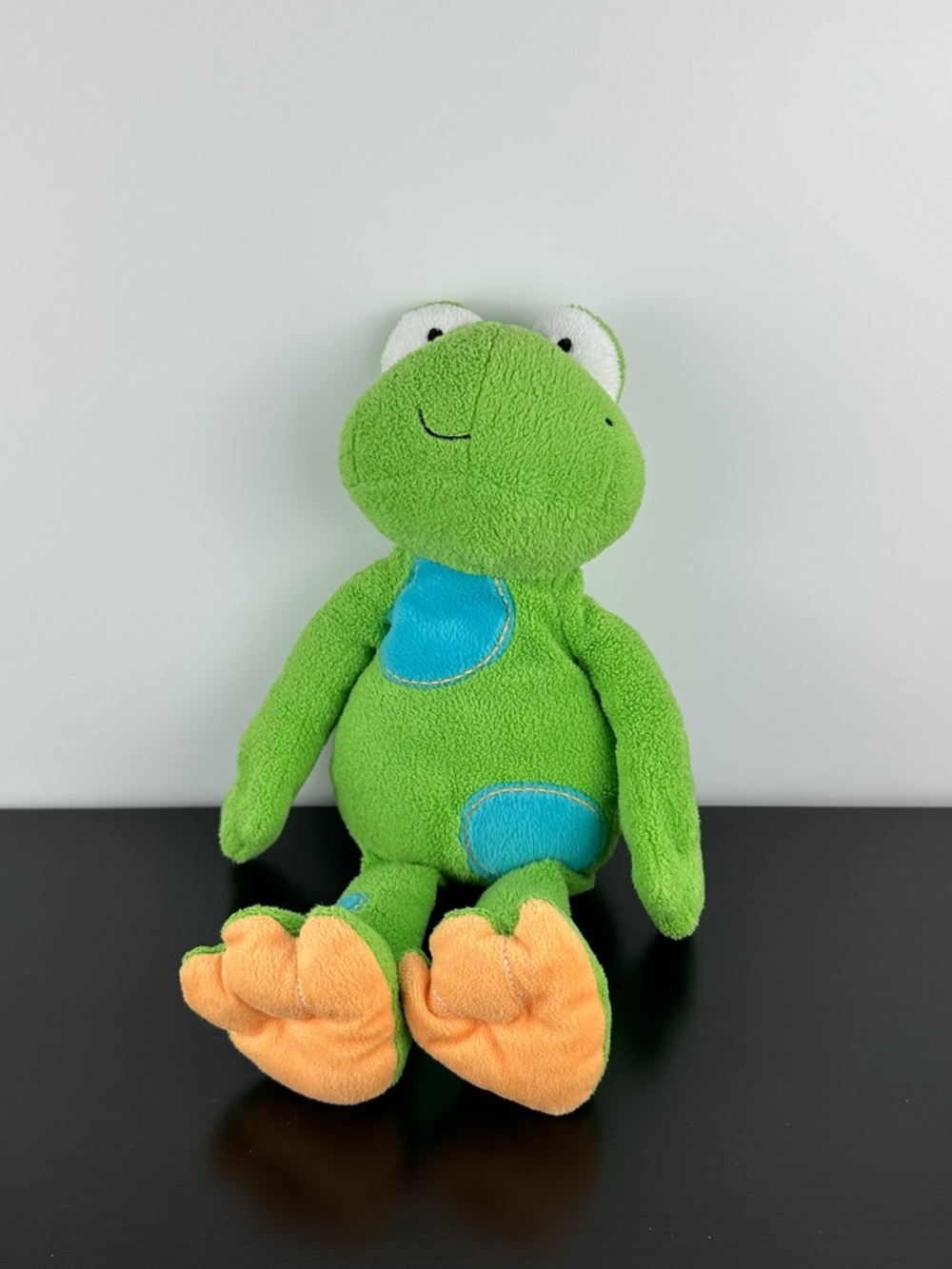 Manhattan Toy Rare Green & Blue Frog 14” Plush Stuffed Animal Toad